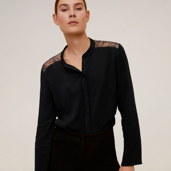 NWT Mango Lace Panel Blouse - Picture 2 of 10